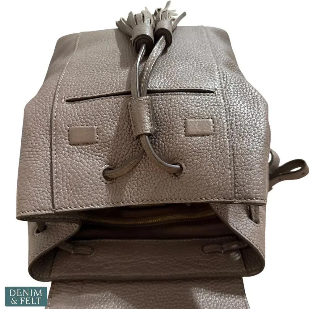 Tory Burch Sand McGraw Leather Backpack w/‎ Tassel Detail, Adjustable Straps